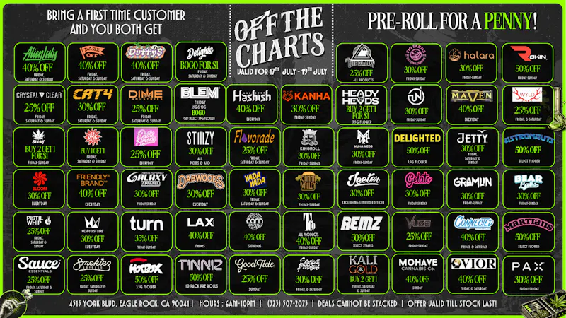 Off The Charts - Eagle Rock BEST DEALS IN EAGLE ROCK! 🍀