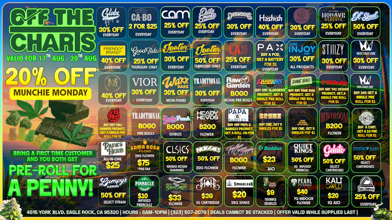 Off The Charts - Eagle Rock SMOKIN' DEALS DAILY 🔥20% OFF RETURNING CUSTOMERS!
