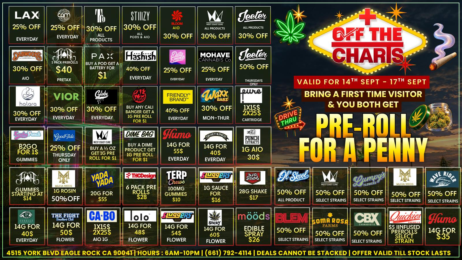 Off The Charts - Eagle Rock 20% OFF RETURNING CUSTOMERS, SAY HIGH