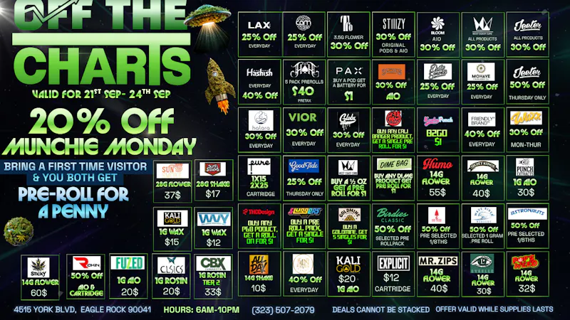 Off The Charts - Eagle Rock TAP, SHOP, SAVE, REPEAT!! 20% OFF ALL RETURNING!🔥