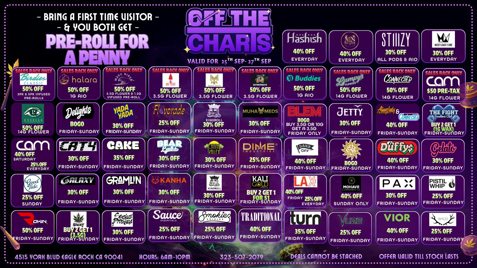 Off The Charts - Eagle Rock HOT WEEKEND DEALS 🔥💨 20% OFF RETURNING CUSTOMERS