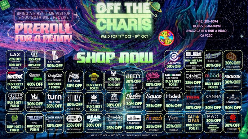 Off the Charts - Indio OTC INDIO WEEKEND DEALS