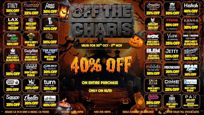 Off the Charts - Indio NO TRICKS, JUST TREATS!!