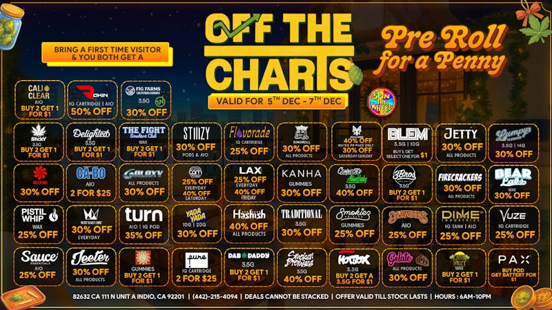 Off the Charts - Indio OTC INDIO WEEKEND DEALS
