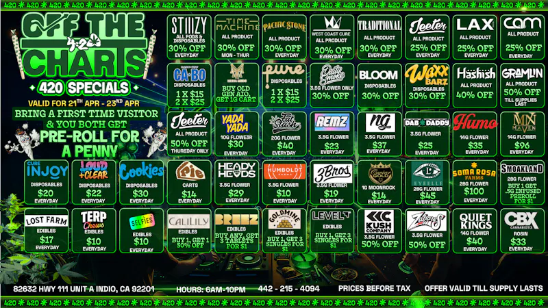 Off the Charts - Indio FESTIVAL SEASON DEALS!