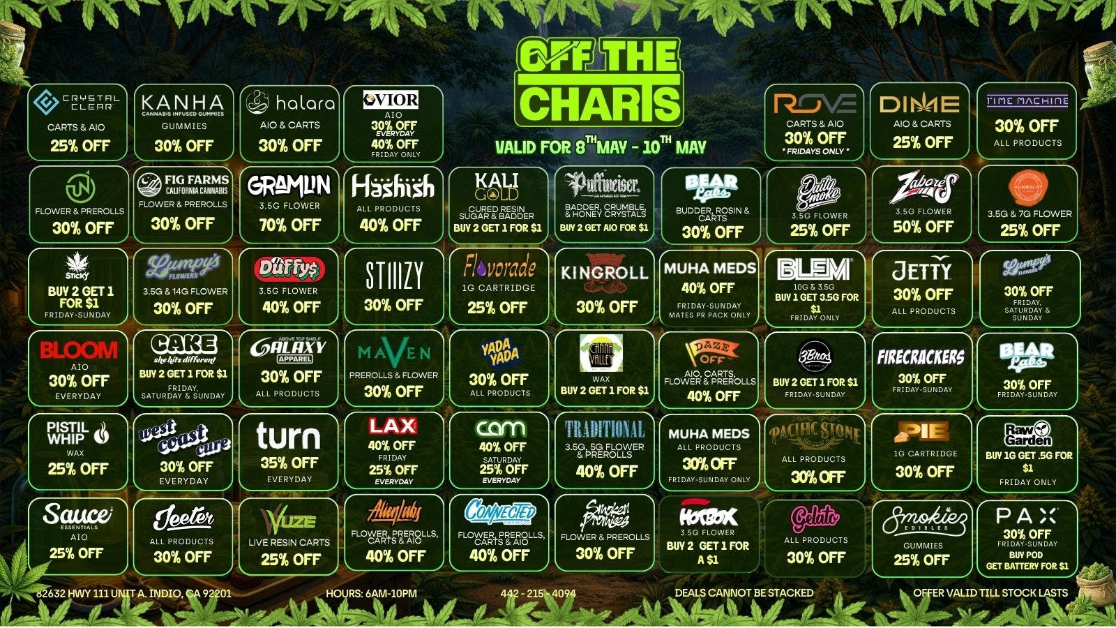 Off the Charts - Indio FINISH OFF SPRING WITH COOL DEALS 🐇🤝