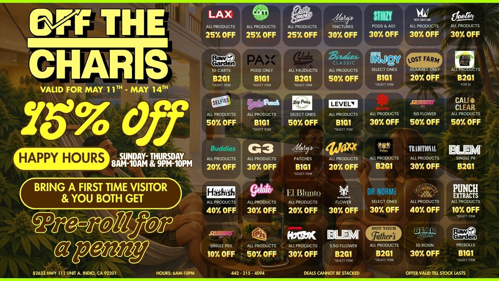 Off the Charts - Indio FINISH OFF SPRING WITH COOL DEALS