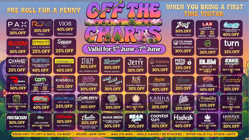Off the Charts - Indio RING IN THE HEAT WITH THESE FIRE DEALS!