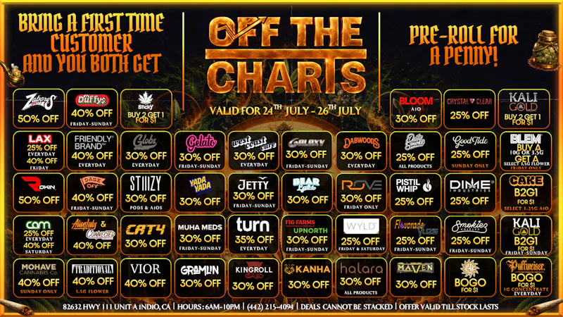 Off the Charts - Indio BLAZING DEALS FOR BLAZING TEMPS 🌵🔥♨️
