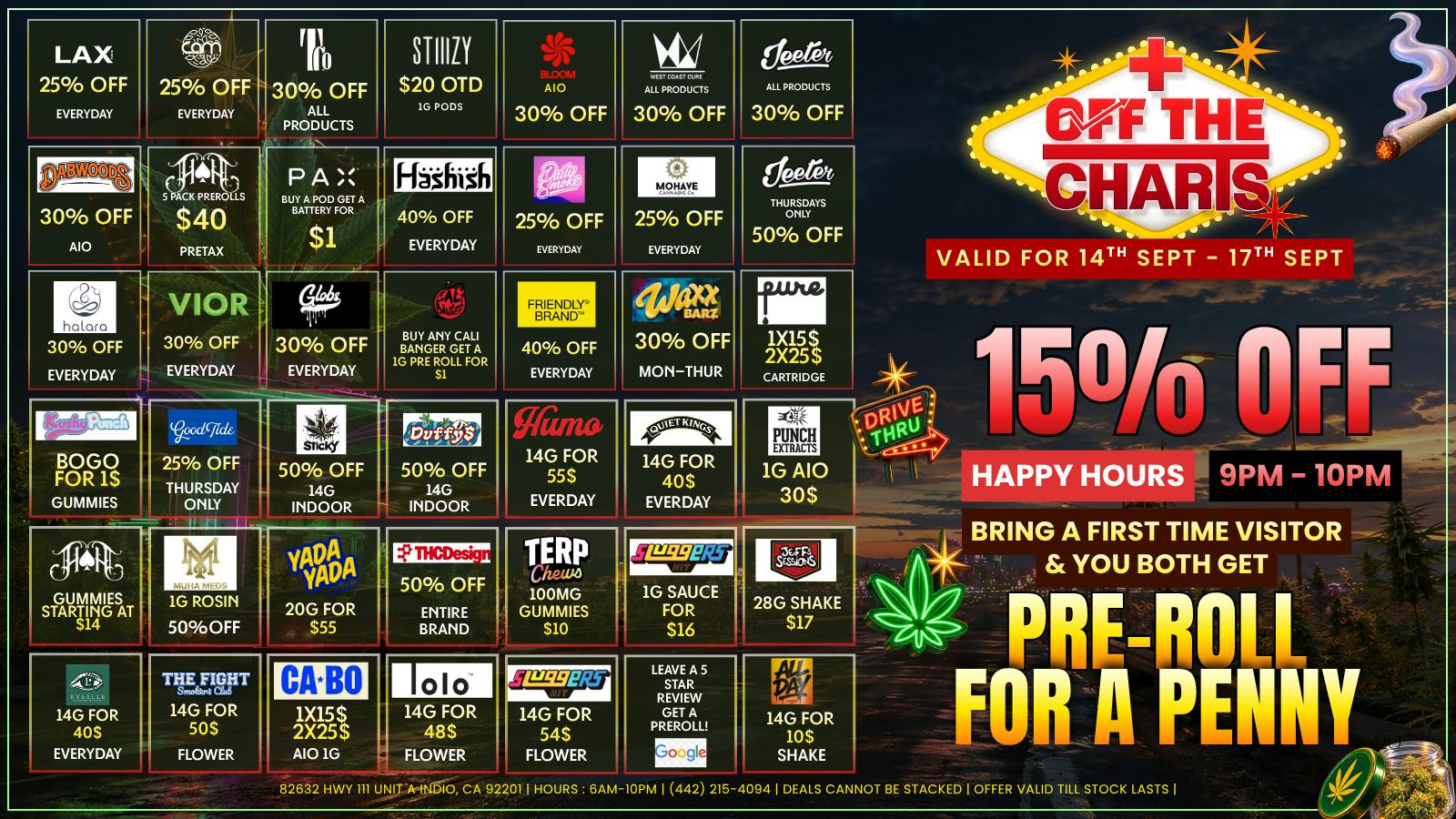 Off the Charts - Indio FALL INTO THESE DEALS!