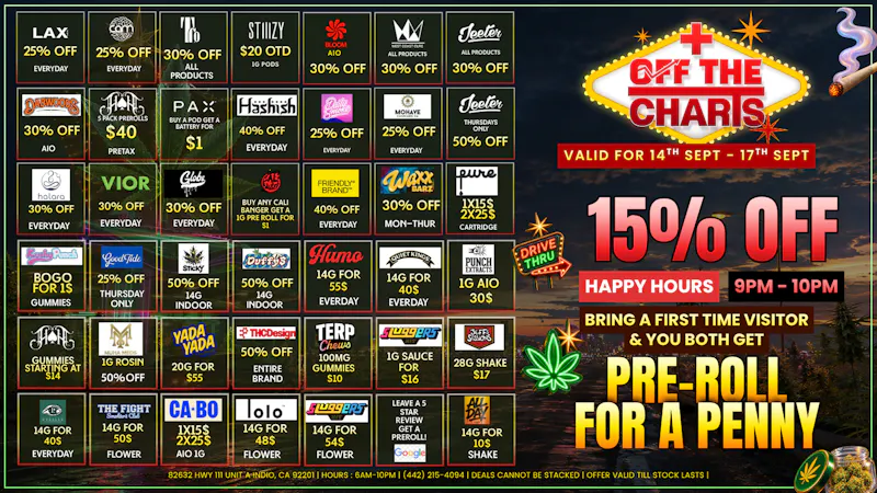 Off the Charts - Indio FALL INTO THESE DEALS!