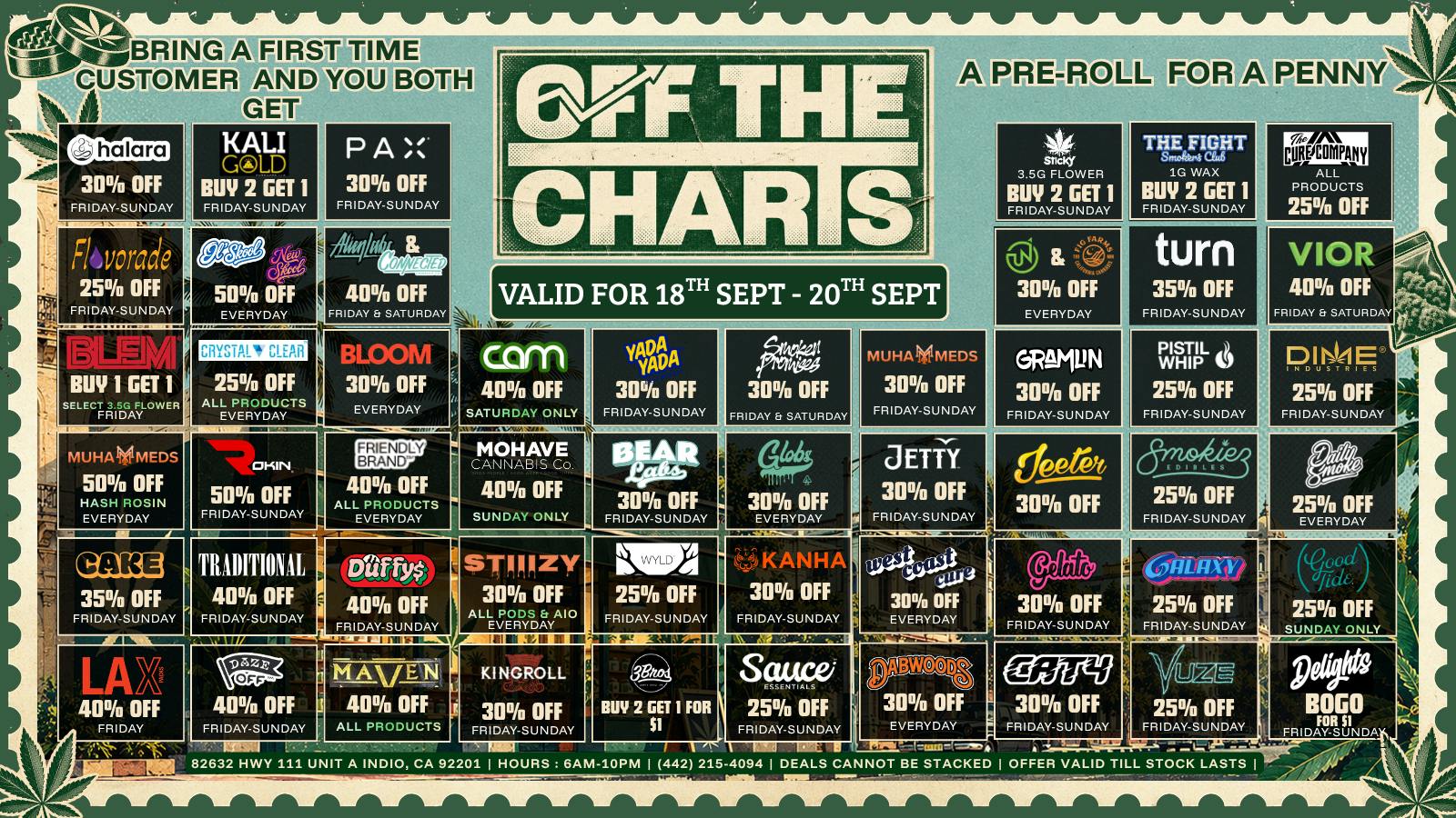 Off the Charts - Indio FALL INTO THESE DEALS!