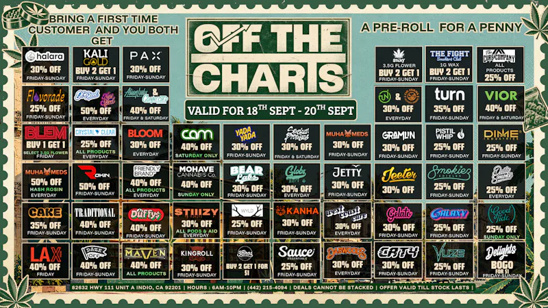 Off the Charts - Indio FALL INTO THESE DEALS!