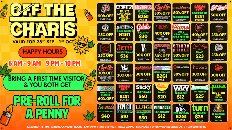Off the Charts - Indio Cool weather and cooler deals! 💨🍃