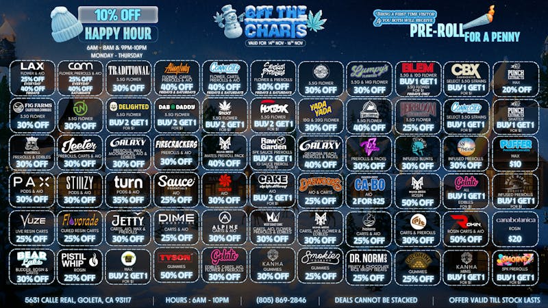 Off the Charts - Goleta BIGGEST VARIETY IN TOWN. CAN'T BEAT IT.