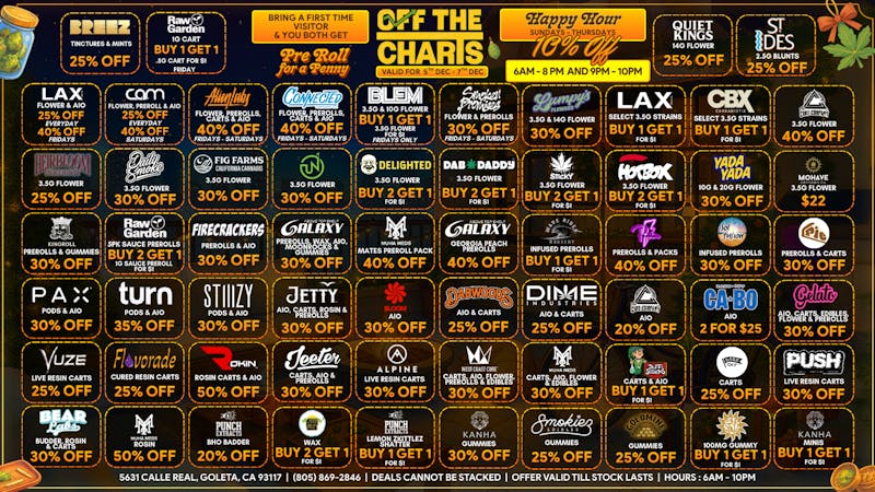 Off the Charts - Goleta HOLIDAY DEALS THAT SPARK JOY!