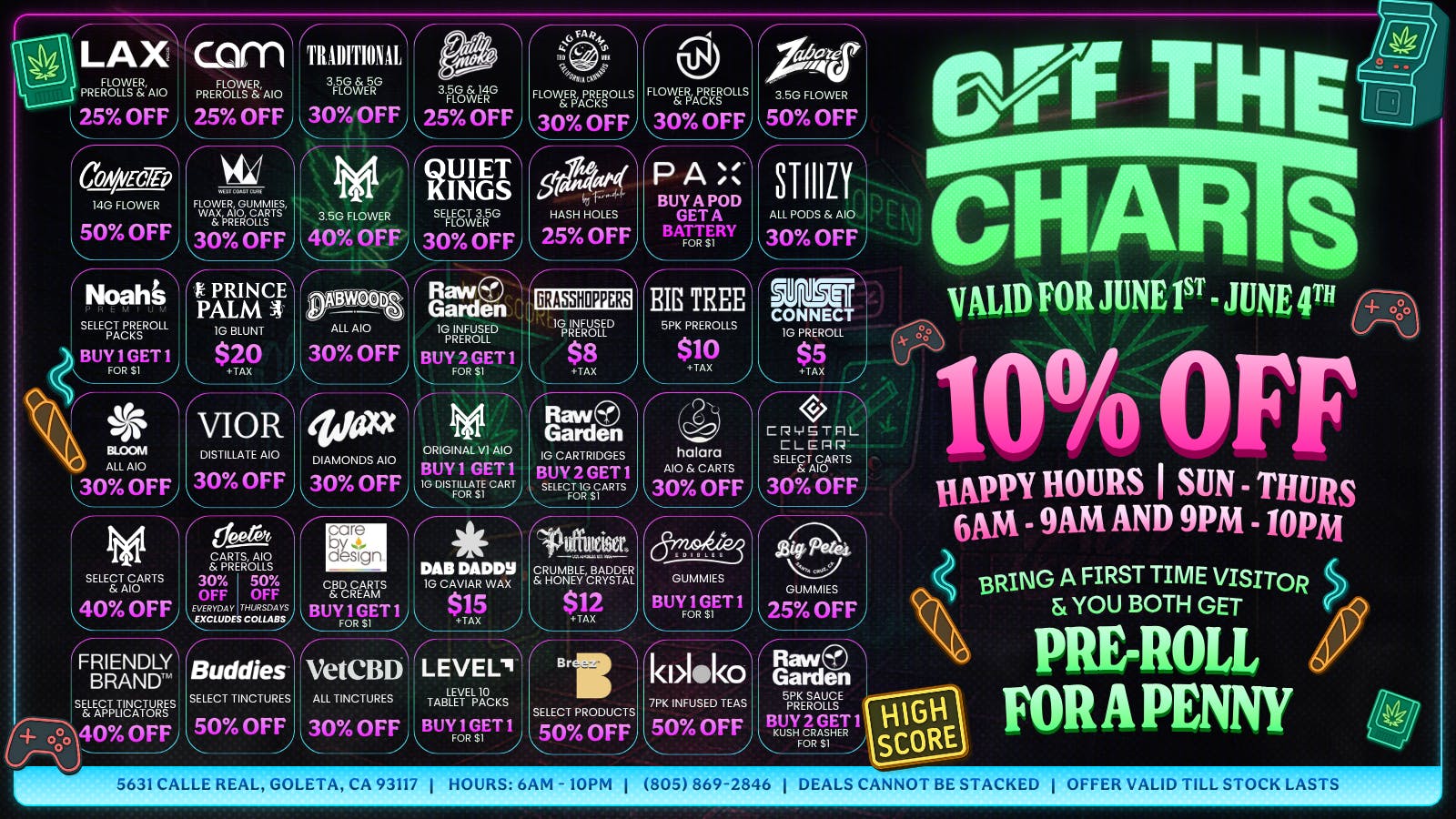 Off the Charts - Goleta Happy Hour Every Day x2!!!!