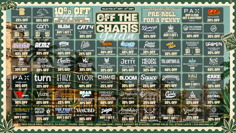 Off the Charts - Goleta BIGGEST VARIETY IN TOWN WITH THE BEST PRICES!!!