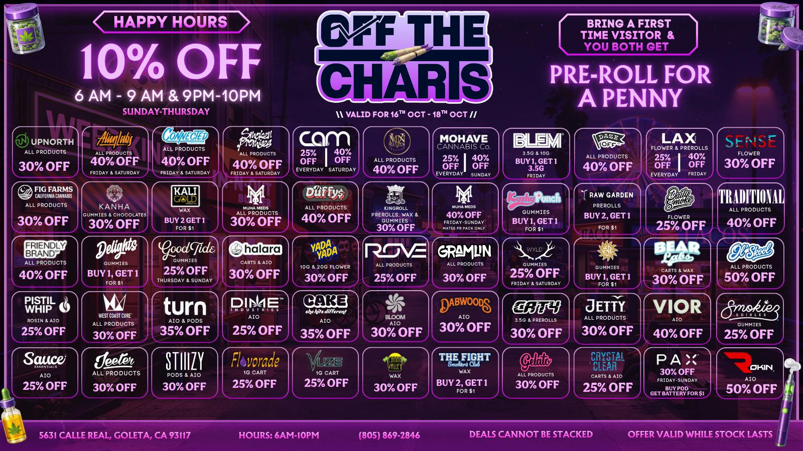 Off the Charts - Goleta OPEN 6AM-10PM EVERYDAY! TREATS NOT TRICKS!