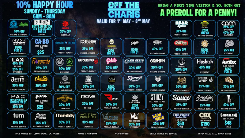 Off the Charts - Lemon Grove LEMON GROVE WEEKEND DEALS !!