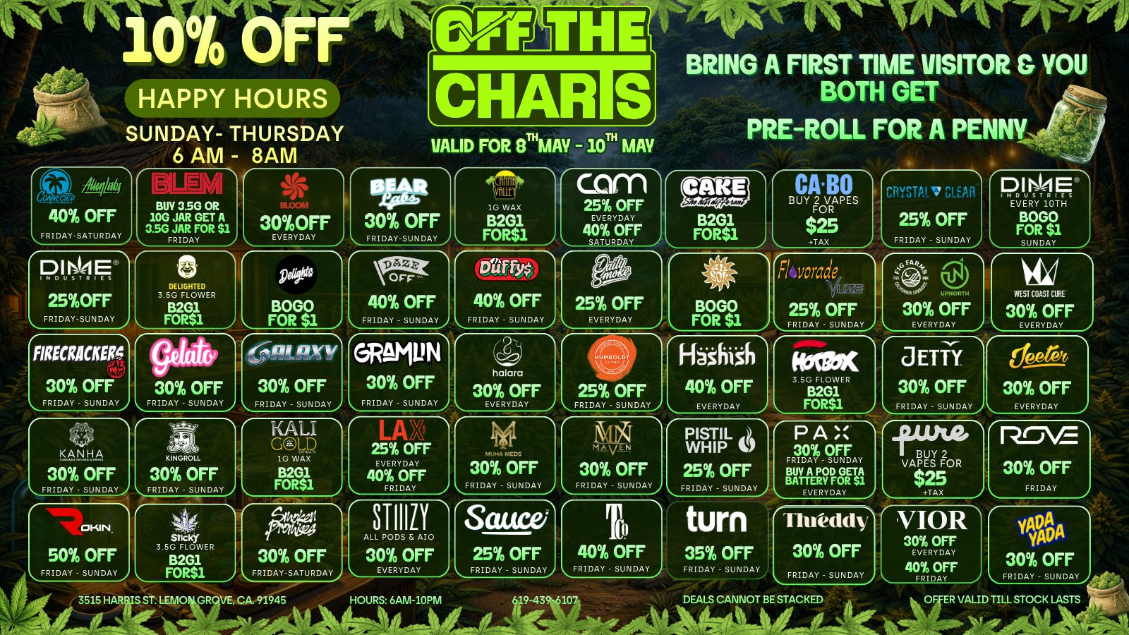 Off the Charts - Lemon Grove LEMON GROVE WEEKEND DEALS !!