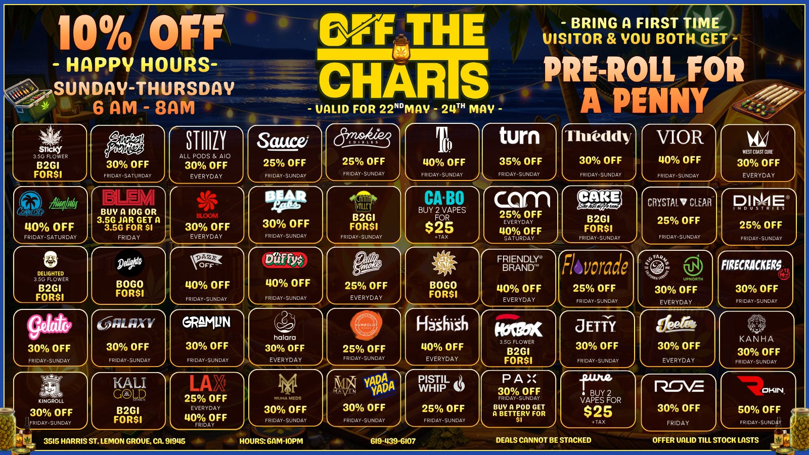 Off the Charts - Lemon Grove LEMON GROVE WEEKEND DEALS !!