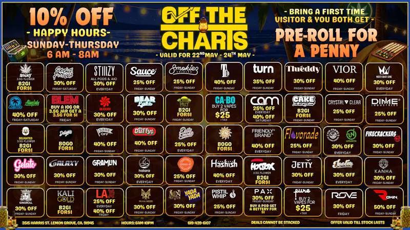 Off the Charts - Lemon Grove LEMON GROVE WEEKEND DEALS !!