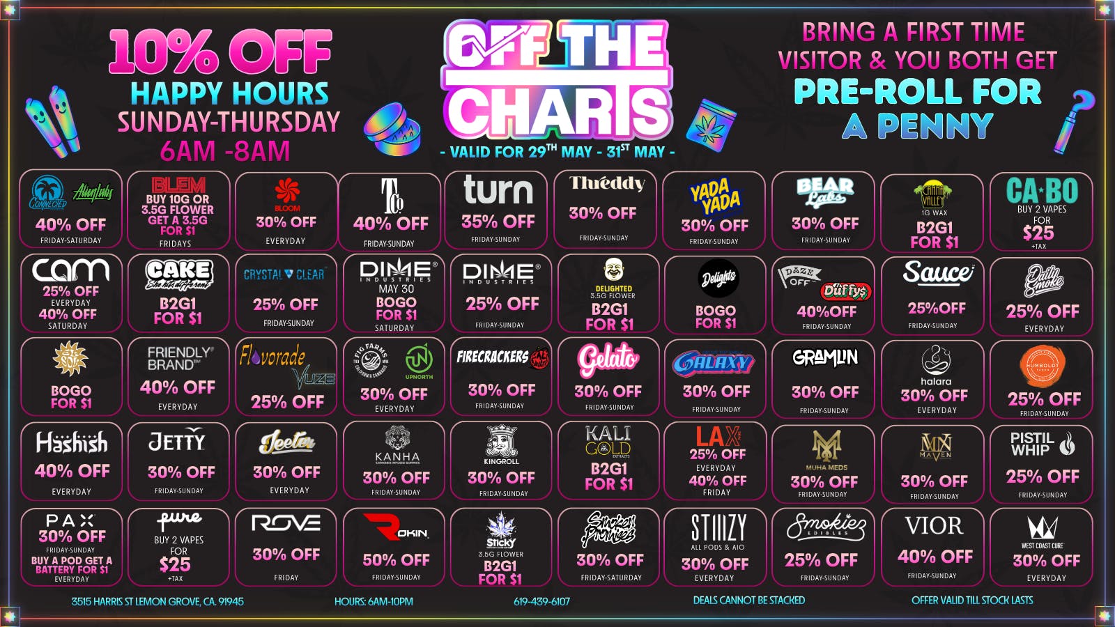 Off the Charts - Lemon Grove LEMON GROVE WEEKEND DEALS !!