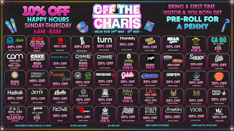 Off the Charts - Lemon Grove LEMON GROVE WEEKEND DEALS !!