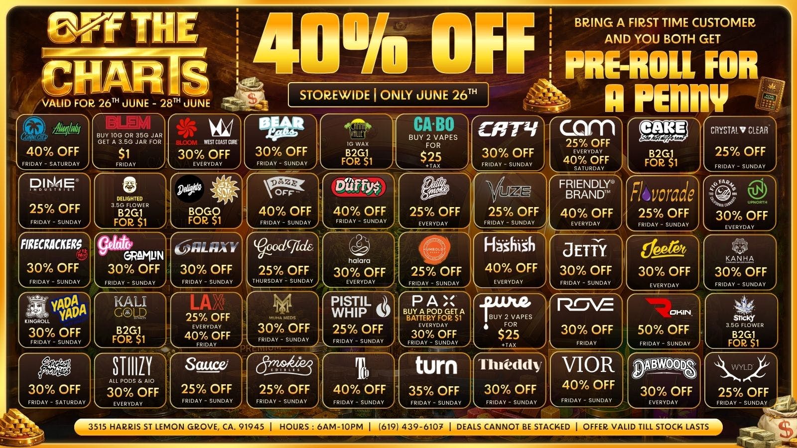 Off the Charts - Lemon Grove LEMON GROVE WEEKEND DEALS !!