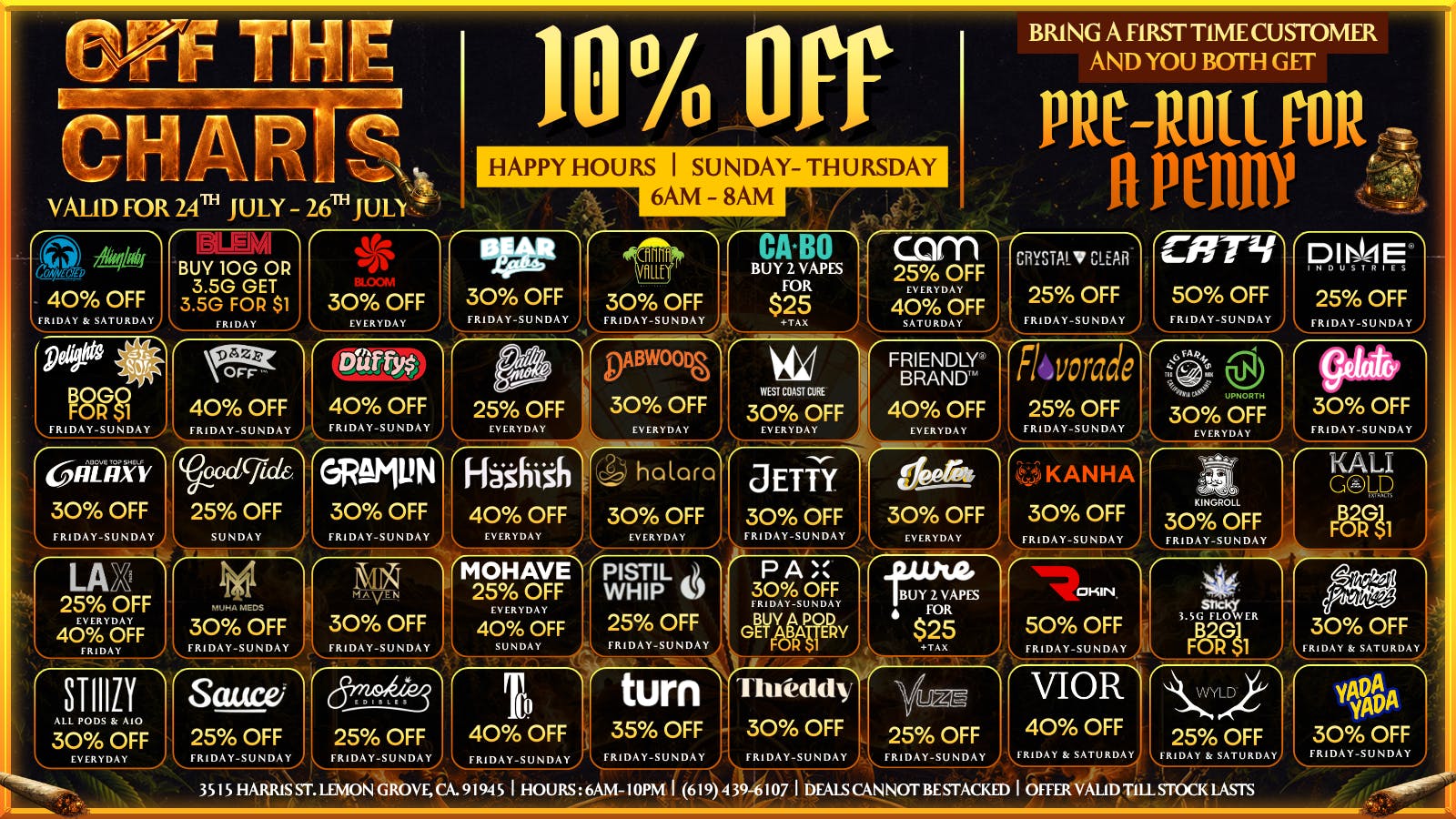 Off the Charts - Lemon Grove LEMON GROVE WEEKEND DEALS !!