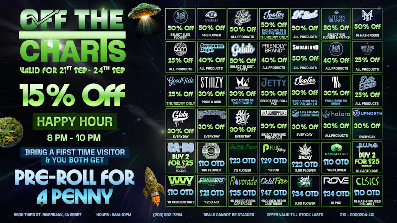 Off The Charts - Riverbank Outta This World Deals @ OTC Riverbank!!!!