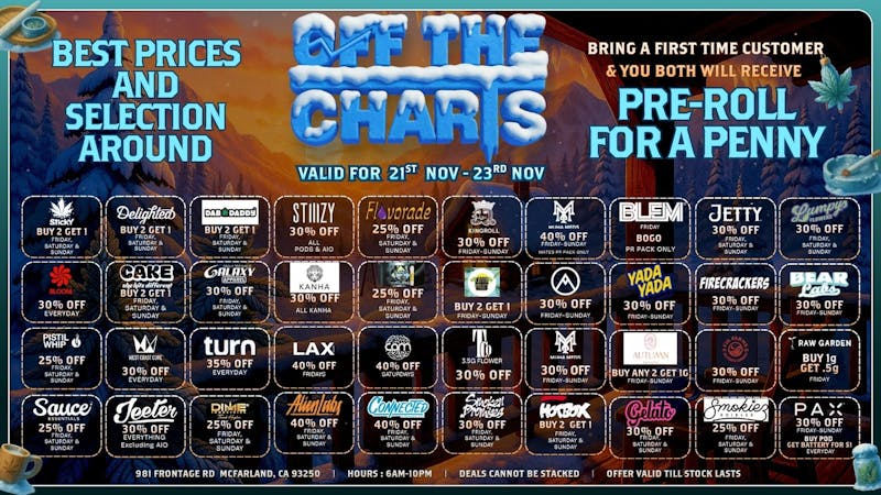 Off The Charts - McFarland Colder Weather Hotter Dealz!!!