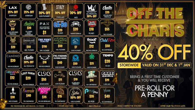 Off The Charts - McFarland New Year New Savings!!!