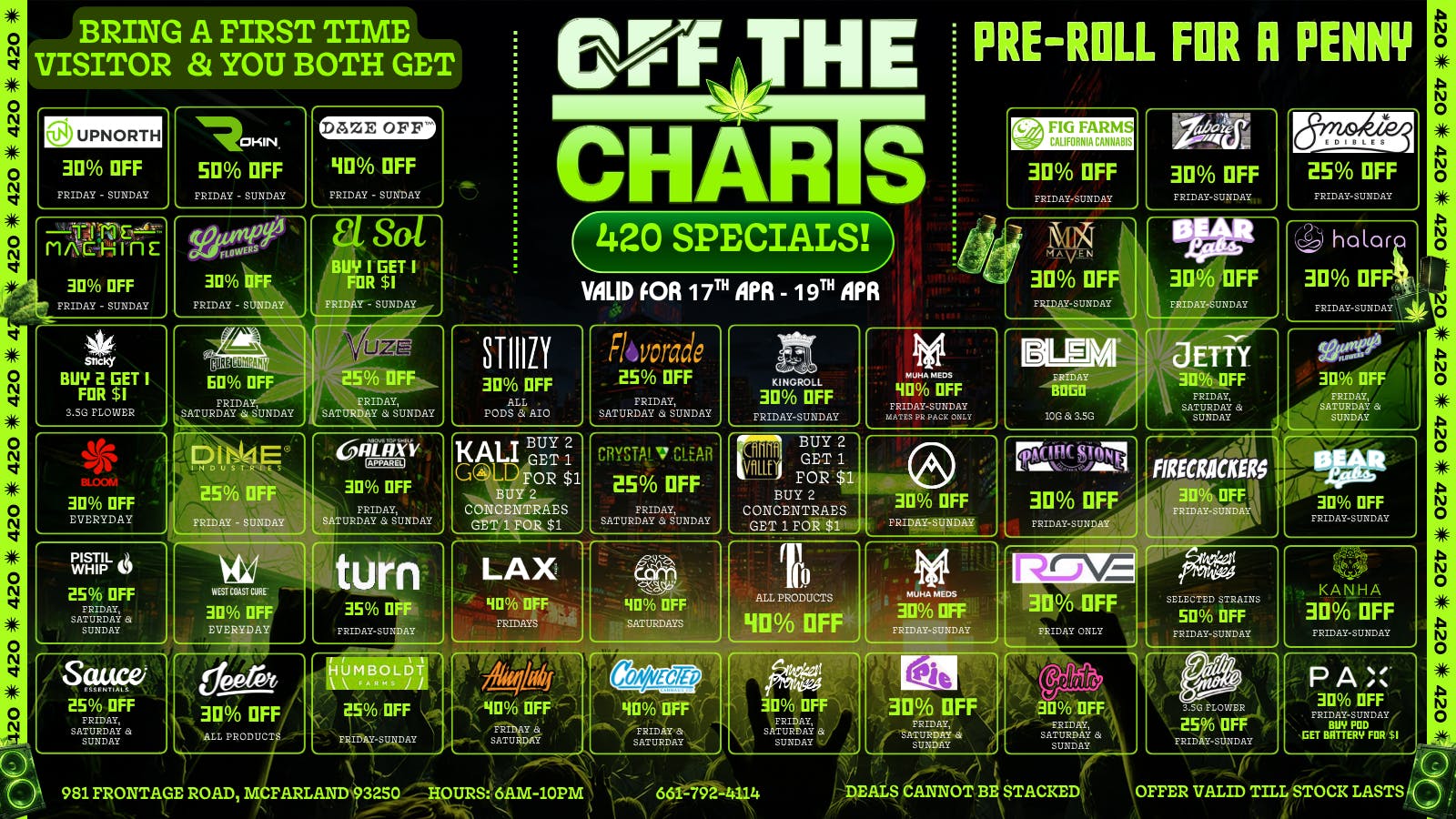 Off The Charts - McFarland Presmoke 420 weekend