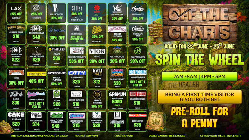 Off The Charts - McFarland 💚 Puff, Spin & Save Big! 🎡🍃