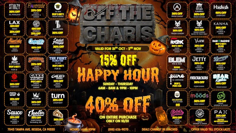 Off the Charts - Reseda SPOOKY WEEKEND DEALS💀🎃👻