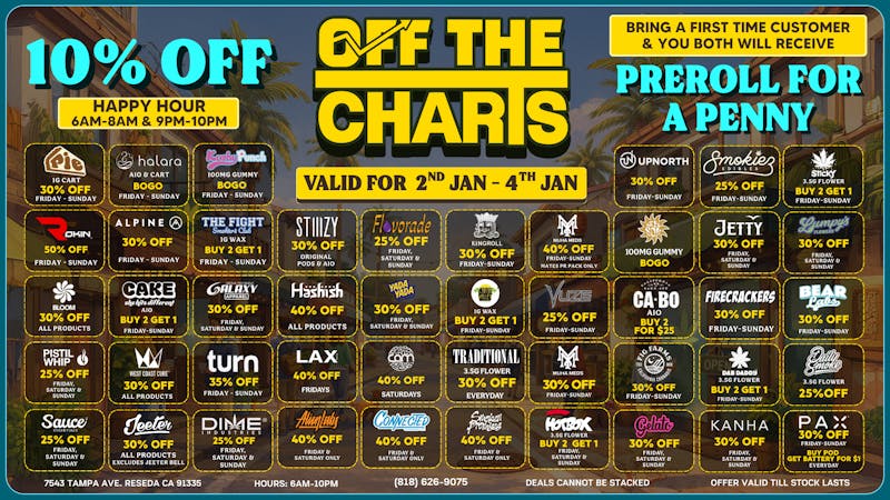 Off the Charts - Reseda BEST WEEKEND DEALS OF THE YEAR!!!🥳🎉