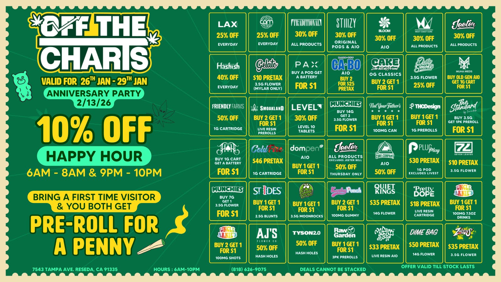 Off the Charts - Reseda BEST WEEKDAY DEALS IN DA VALLEY💨💨💨