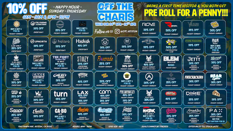 Off the Charts - Reseda AFTER 420 DEALS💚💨💨💨