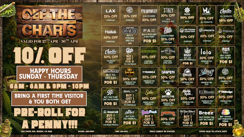 Off the Charts - Reseda SMOKING DEALS💨💨💨