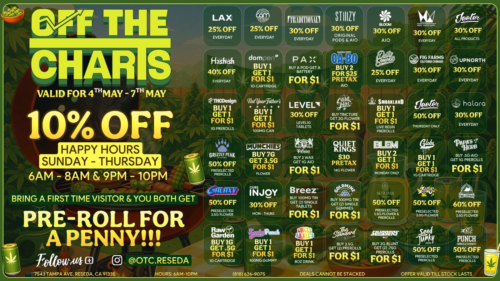 Off the Charts - Reseda WEEKDAZE DEALS🔥💨