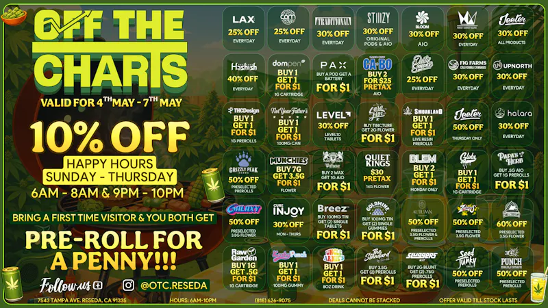Off the Charts - Reseda WEEKDAZE DEALS🔥💨