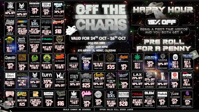 Off the Charts - Hemet WEEKDAY DEALS HERE!!