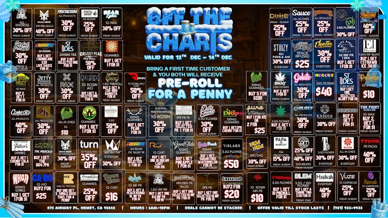 Off the Charts - Hemet Weekend Deals!! FTP Get a Special gift!!
