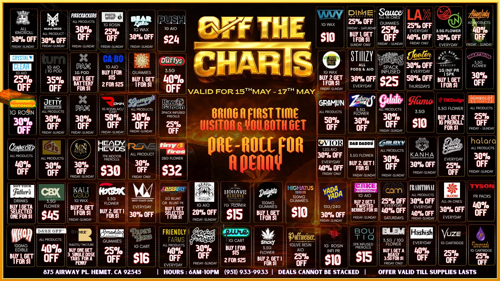 Off the Charts - Hemet on Airway Pl WEEKEND DEALS HERE!! FTP?!! GET A PENNY GIFT!!