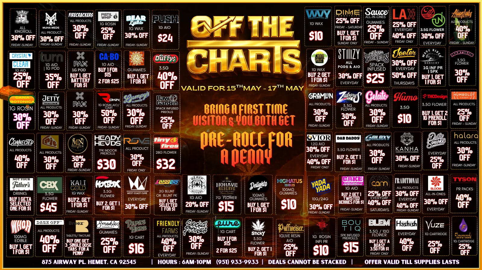 Off the Charts - Hemet on Airway Pl WEEKEND DEALS HERE!! FTP?!! GET A PENNY GIFT!!