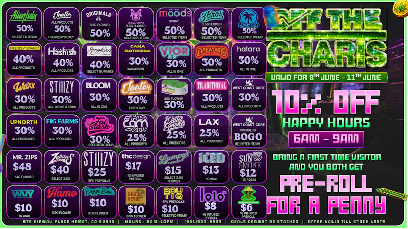 Off the Charts - Hemet on Airway Pl WEEKDAY DEALS HERE!!