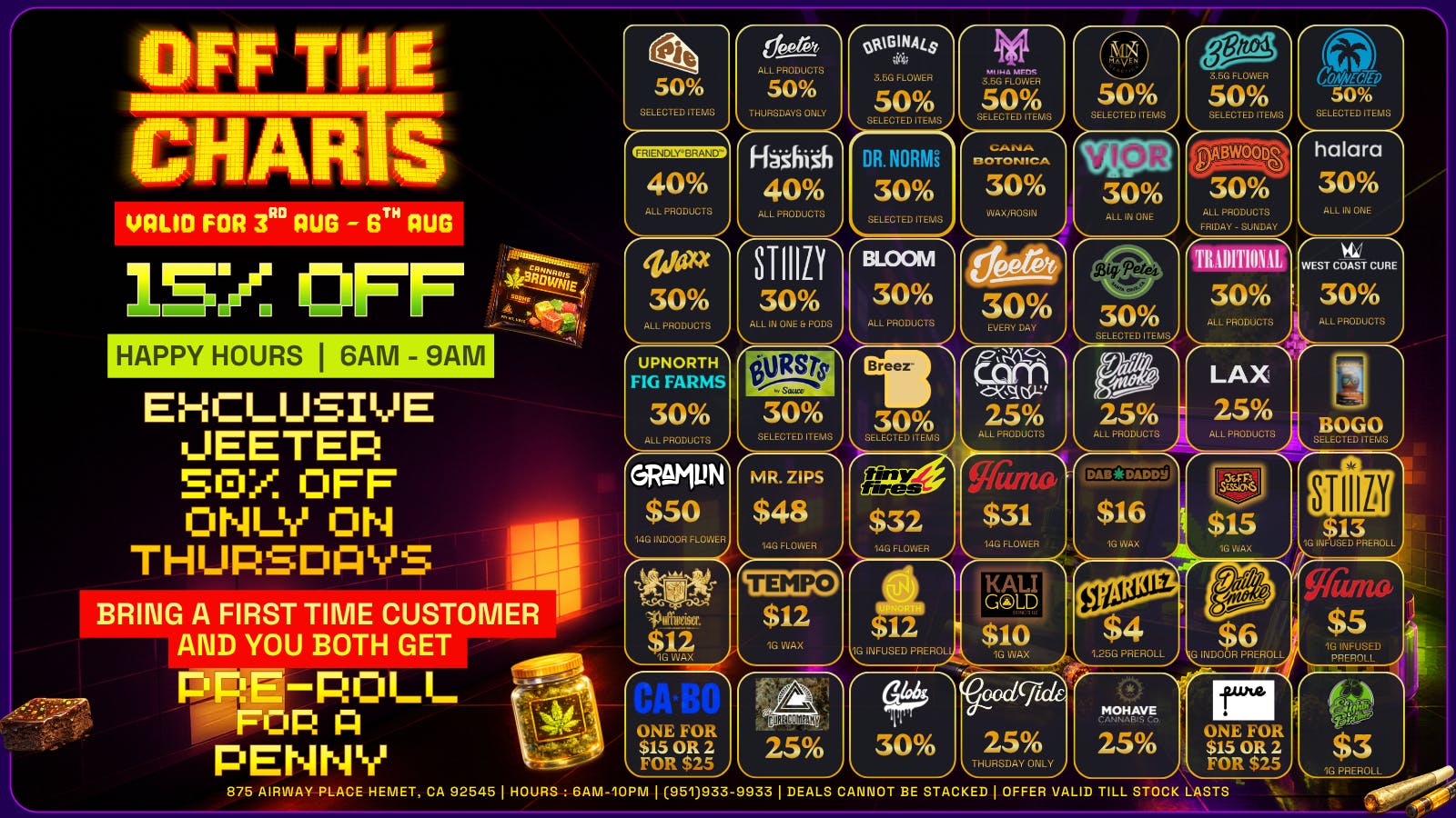 Off the Charts - Hemet on Airway Pl Why Wait for the Weekend? The Best Prices are 2day
