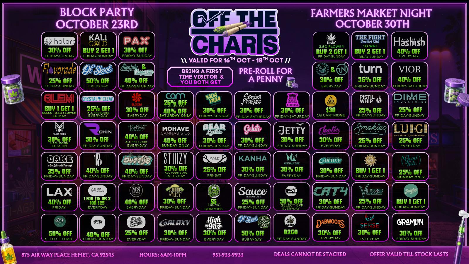 Off the Charts - Hemet on Airway Pl WEEKEND DEALS HERE!! FTP?!! GET A PENNY GIFT!!